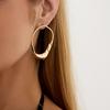 Unregelmäßige ovale gehämmertes Creolen Ohrringe Damen Gold/Silberbeschichtete Legierung Hängeohrringe Vintage Statement Schmuck Party Hochzeitsgeschenk