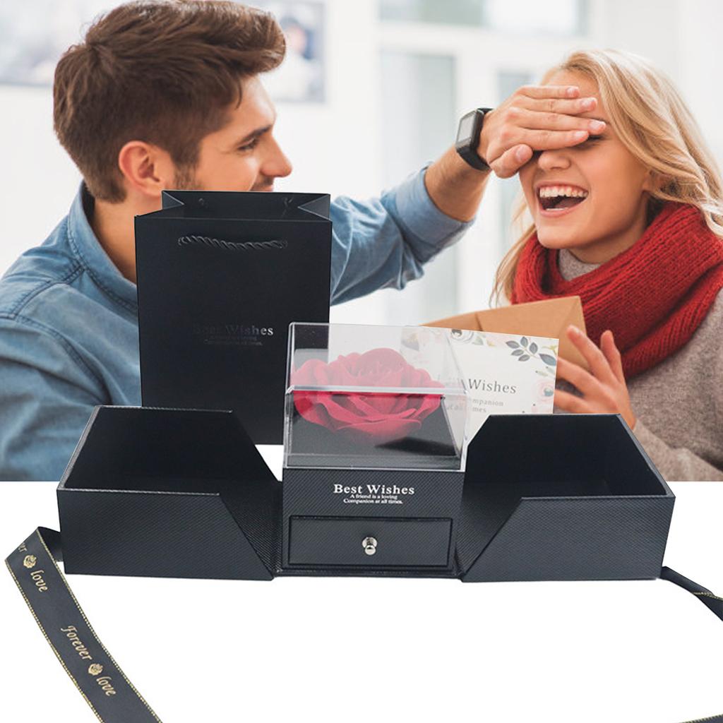 Rosas Artificiales Eternas Con Collar Gifts Box, Ose Gifts Box For Women, Valentine's Day Decor