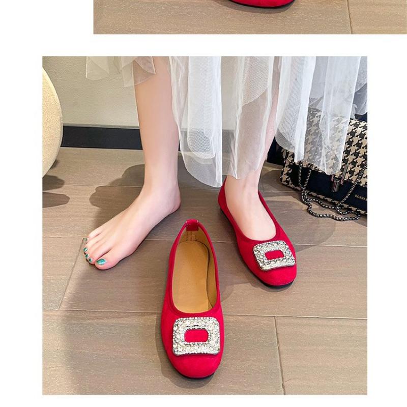 

Модне літнє взуття Жіноче взуття Осінні повсякденні кросівки Жіночі низькі підбори З неглибоким вирізом Кристал Квадратний носок Модні пряжки 2025 Dre 39 червоний