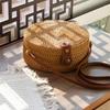 Etnický styl Proutěná taška Bohemská kulatá crossbody taška Ležérní slaměná taška přes rameno Nákupní