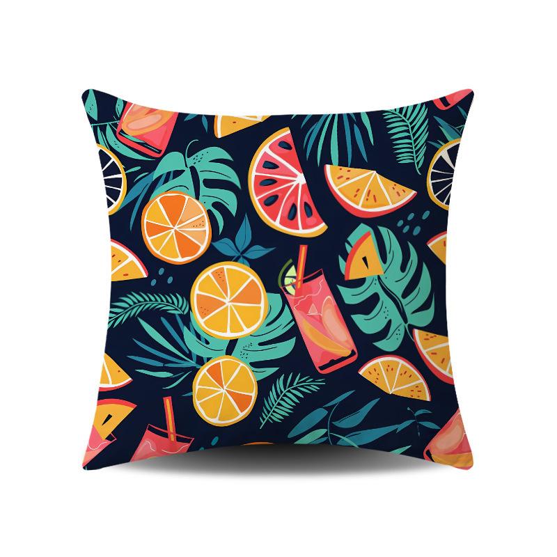 

Summer Tropical Colorful Fruits Beach Ocean Elements Home Decoration Bedroom Living Room Office Cushions linen-45x45cm double-sided [without pillow core]