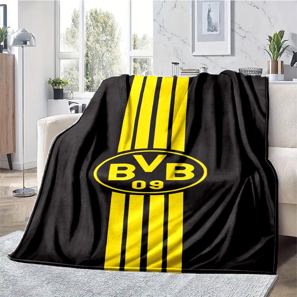 Borussia Dortmund Thema Bedruckte Decke - Perfekt für Sofa, Bett, Reisen & Outdoor-Nutzung | Maschinenwaschbar, Gemütlich & Langlebig.