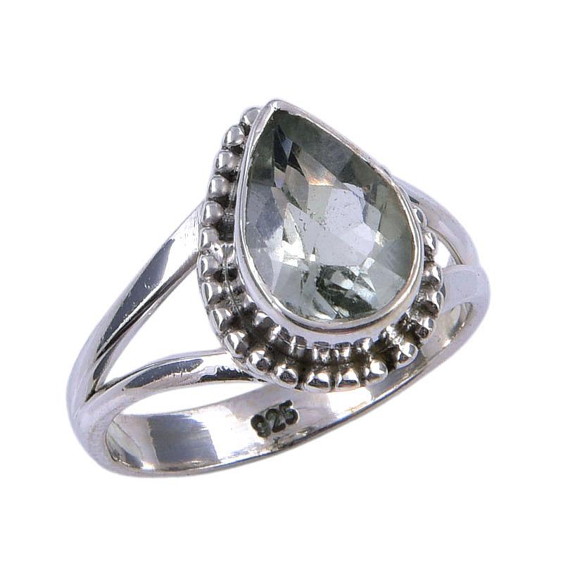 Natural Green Amethyst Gemstone 925 Solid Sterling Silver Gift Ring S.5.5 t9v87