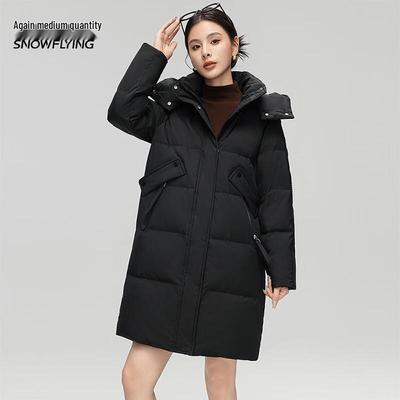 Damen Mittellange Daunenjacke mit abnehmbarer Kapuze