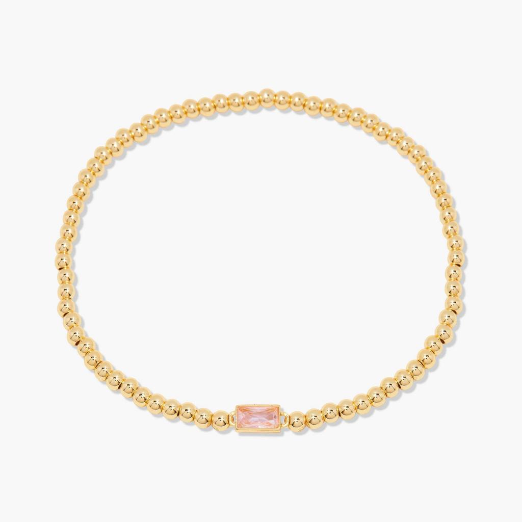 Elegant 18K Gold Plated Stainless Steel Bracelet with Colorful Rectangular Stones, Fashion Jewelry for Women