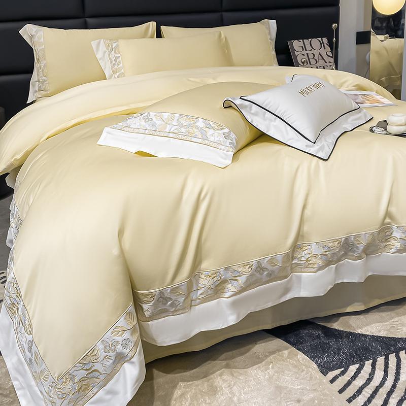 Svetanya Embroidery Bedding Set 100s Egyptian Cotton Bed Linens Sheet Pillowcase Comforter Cover Set Underwear