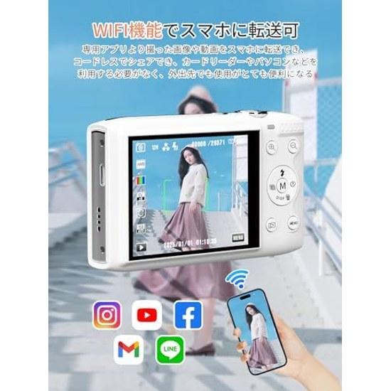 AiMike Digital Camera That Can Send Smartphones 5K WIFI Transfer Function 72 Million Pixels Comes 64GB microSD Card 16x Zoom Autofocus LED Light Large