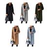 Damen Midi Langer Wollmantel Zweireihiger Trenchcoat Klassisches Revers Peacoat Herbst Winter Übermantel