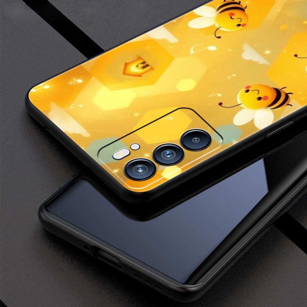 Honeybee Flower Pattern Phone Case For Oppo Reno 13 12 11 10 7 F Find X5 X6 A98 A80 A79 A78 A57 A54 A31 A17 Pro Soft TPU Cover