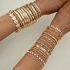 30Pcs Gold Color Stackable Bracelet Set For Women Flower Pearl Chain Textured Cuban Link Bracelets Trendy Layered Jewelry Gifts