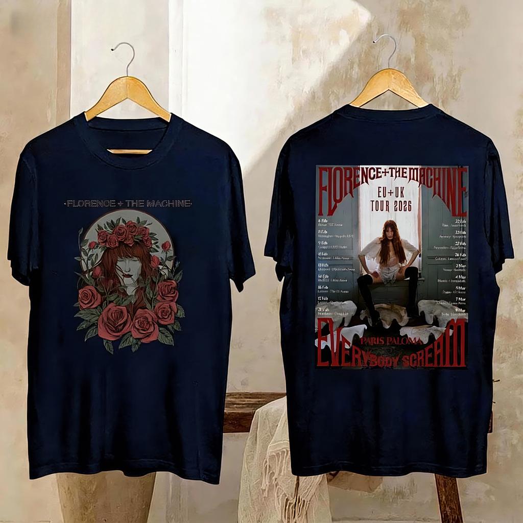 Florence and The Machine 2026 Tour Tshirt Concert Graphic Retro Unisexs and Womens Universal Comfortable Breathable