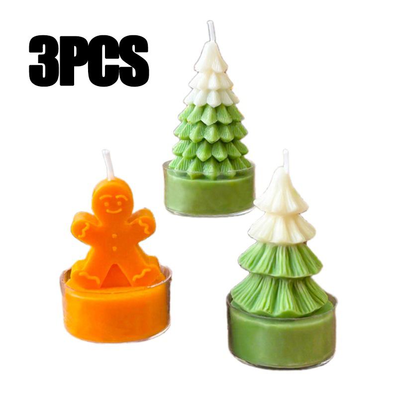 1/3PC Christmas Candles Gingerbread Man Christmas Tree Shape Scented Candles Handmade Aroma Candle Halloween Party Home Supplies