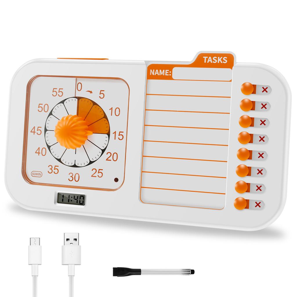 Visual Timer with Planning Board for Kids/Adults Silent Visual Timer with Chore Chart Board Time Management Tool for Home School