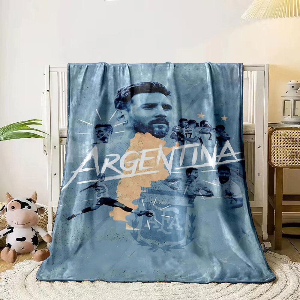 Illustration of Argentina's soccer team featuring players and national map. for all seasons blanket lunch break throw gift