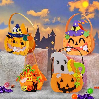 1-6PCS Halloween Pumpkin Candy Bag Felt Trick or Treat Tote for Kids Holiday Party Gift Bags Halloween Decoration Accessory