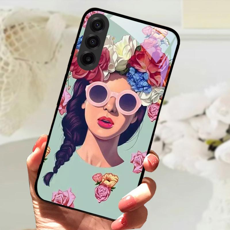 For Samsung Galaxy S25FE Case Fashion Lion Flower Tempered Glass Shockproof Bumper Cover For Galaxy S25 S 25 FE Camera Protector