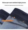 Women's Dark Blue Tencel High-Waisted Slimming Jeans, 2025 Spring/Summer Collection - Straight-Leg, Bright Stitching, Fashionable Draping Design.