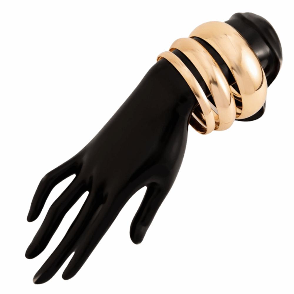 3/4/6/8Pcs Chunky Punk Metal Bracelets Multilayer Smooth Bracelet Set  Friends Birthday Gift