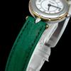 Used New Battery, Working Condition. Van Cleef & Arpels La Collection 43607 Ladies Watch, Quartz, 2 Hands, Original Leather Strap, White Dial, Green.