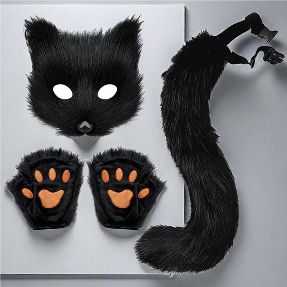 

Halloween Foxes Mask Tail Gloves Set Cosplays Costume Accessorie Theme Party Dress Up Props Carnival Party Costumes Accessories