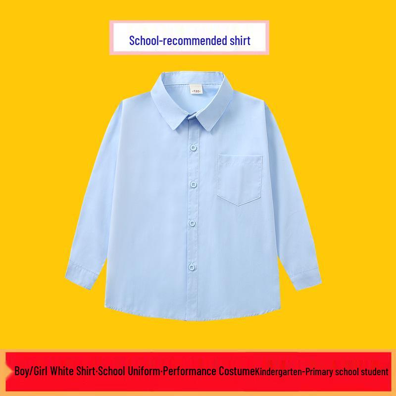 Boys' Blue School Uniform Shirt for Performances and Catwalks