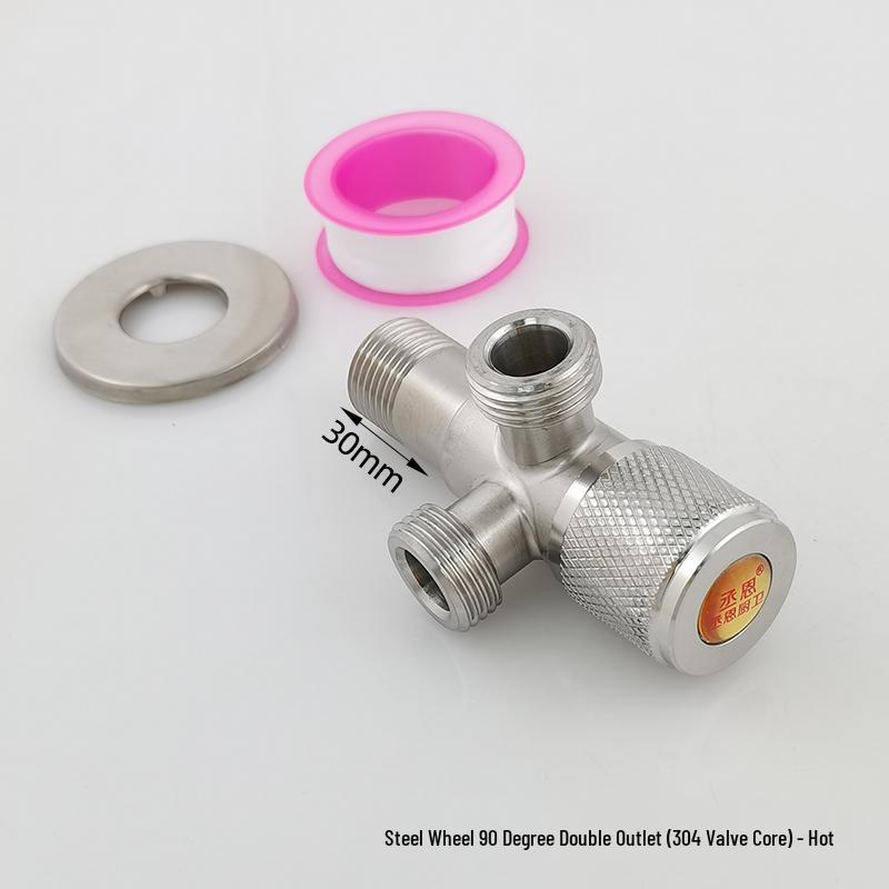 304 Stainless Steel Dual Outlet Hot/Cold Angle Valve Water Heater Diverter Switch