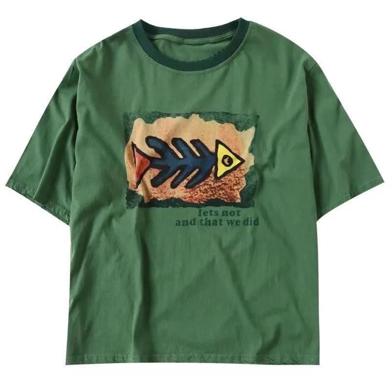 Plus Size Kurzarm-T-Shirt aus Baumwolle für Damen, lockeres, lässiges Rundhals-Sweatshirt