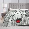 Snoopy Listen to music Blankets Fleece Spring Autumn Cartoon  Multifunction Super Warm Throw Blanket for Home Plush Thin Quilt