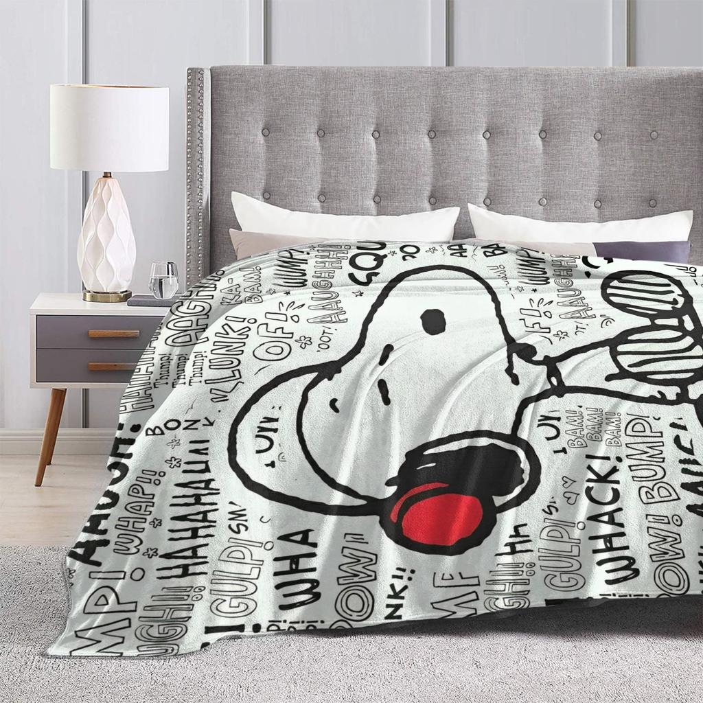Snoopy Listen to music Blankets Fleece Spring Autumn Cartoon  Multifunction Super Warm Throw Blanket for Home Plush Thin Quilt
