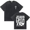 Gewaschenes Vintage Christian Jesus Grafik T-Shirt für Herren Hohe Qualität Baumwolle T-Shirts Herren Hip Hop Gothic Oversized T-Shirt Streetwear