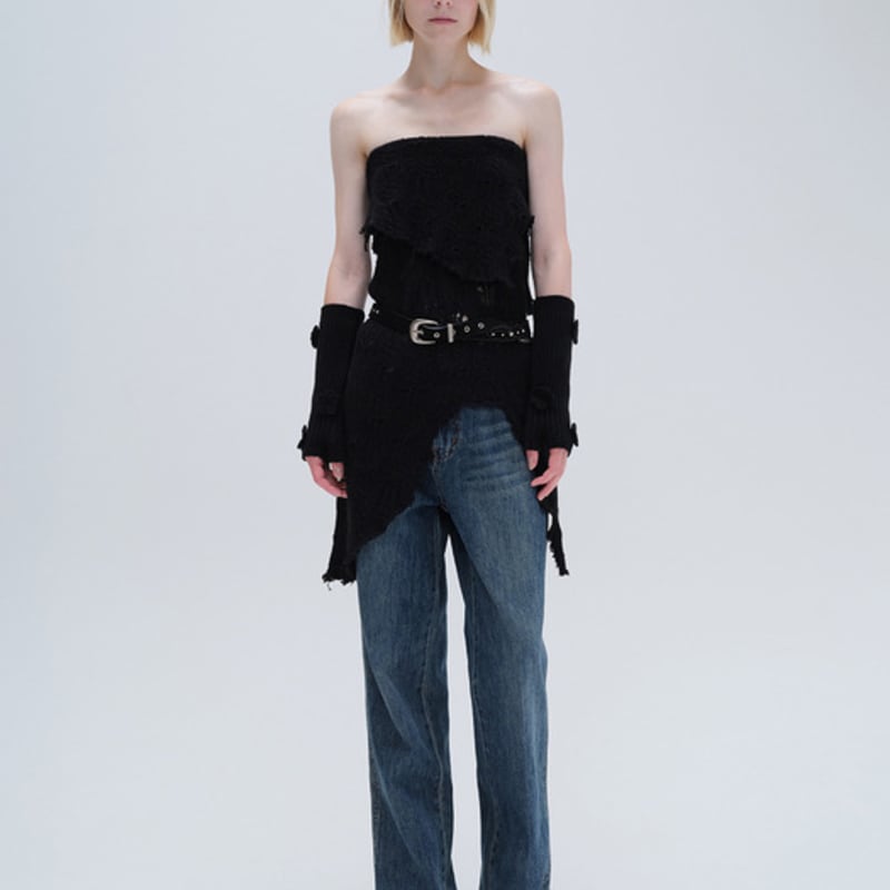 DIAGONAL APPLIQUE HAND WARMER (black)