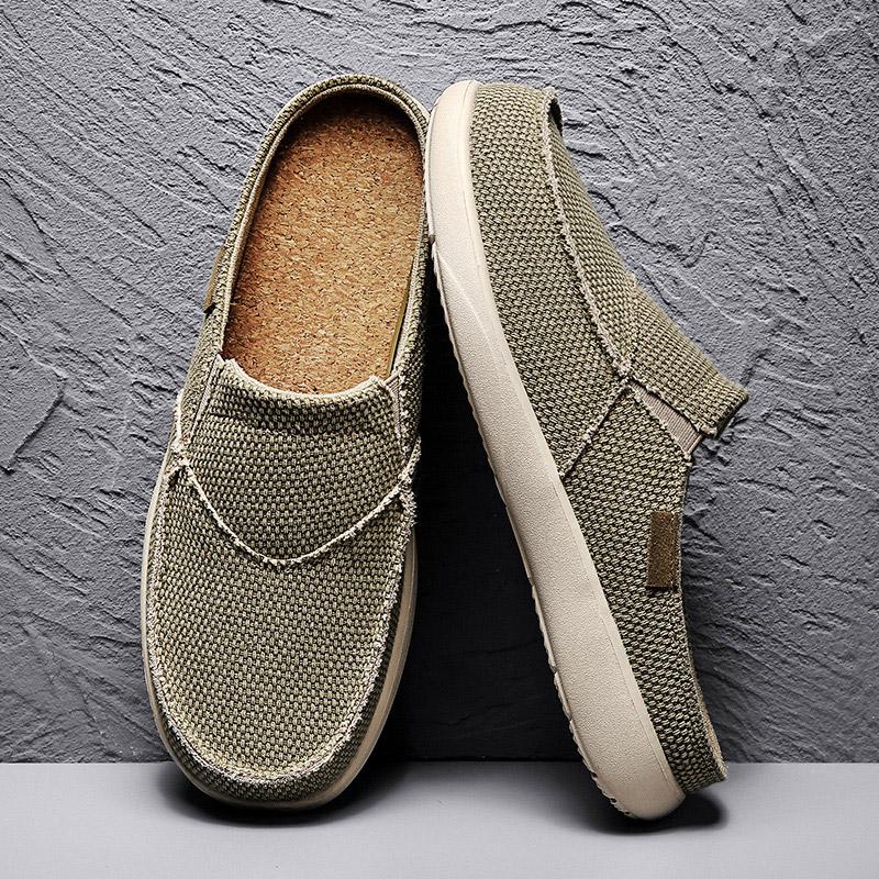 Men Half Slippers Canvas Shoes Luxury Designer Slip On Shoes Summer Breathable Lightweight Dropshipping