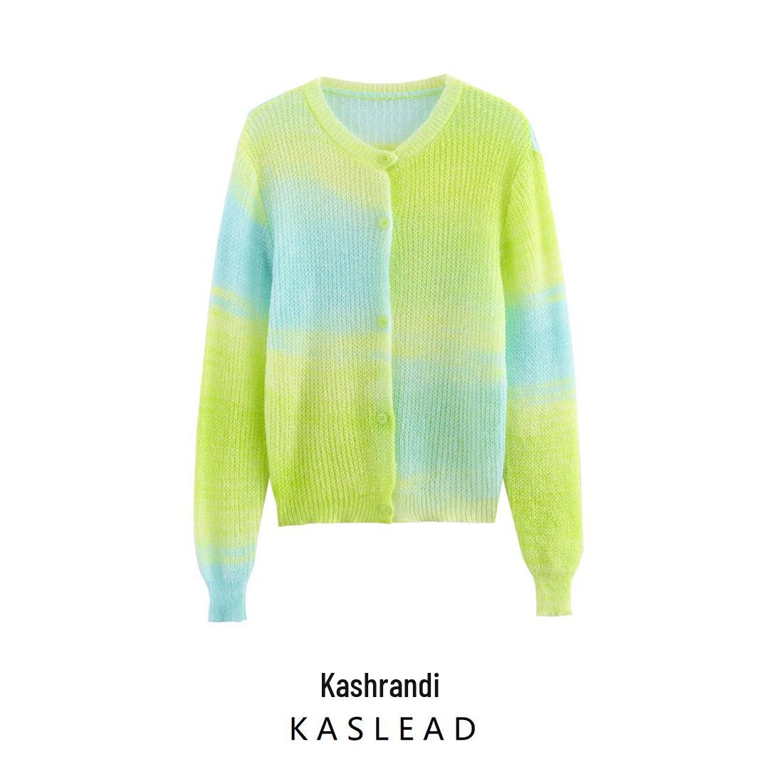 

2025 Spring Women s Fashion Gradient Long Sleeve Cardigan Medium