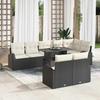 9 Piece Garden Sofa Set with Storage Black and Cream Poly Rattan