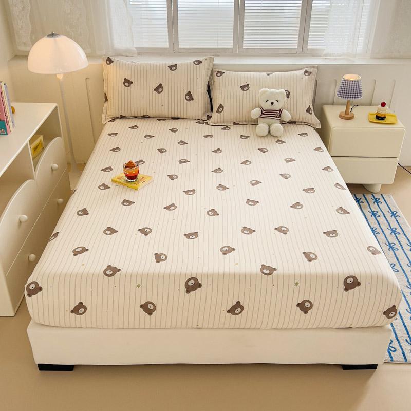 Square Geometric Cotton Fitted Sheet Set Grey and Orange Geometric Lines Bed Cover Adult Single 3pcs Bedding Deep Pocket Design