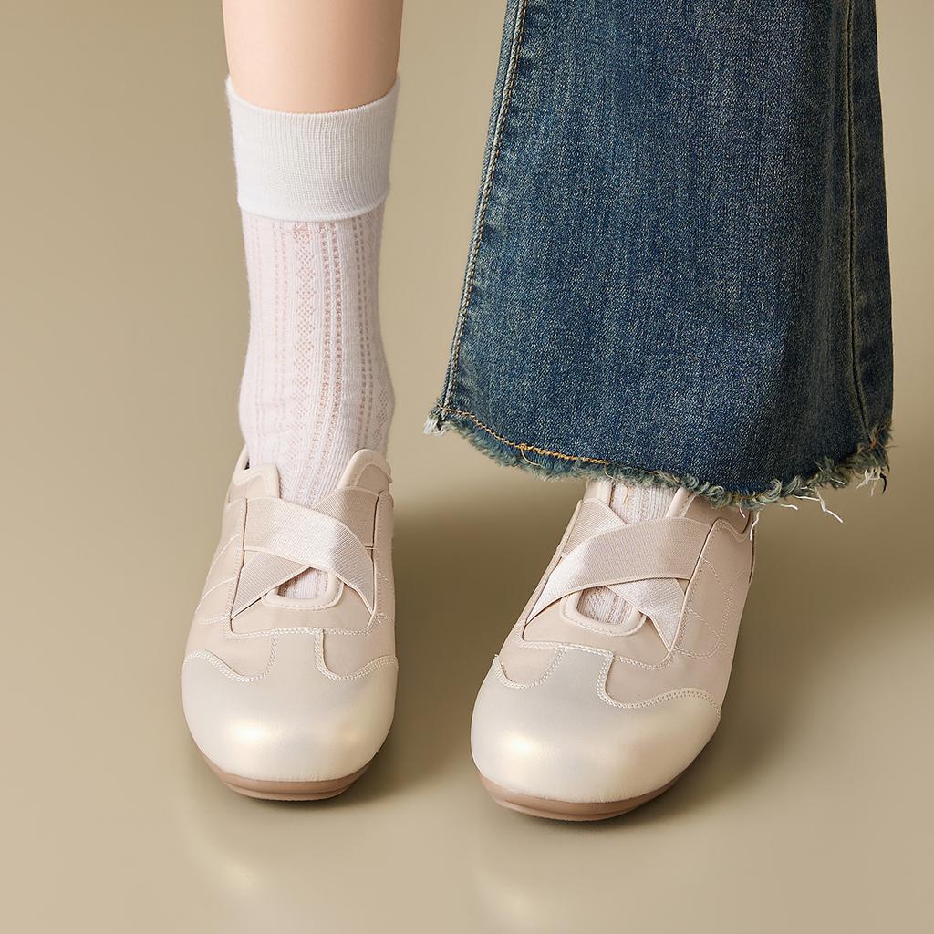 Light oxygen ballet style cross strap flat shoes, soft sole breathable, versatile daily wear, retro Mary Jane shoes, German training shoes