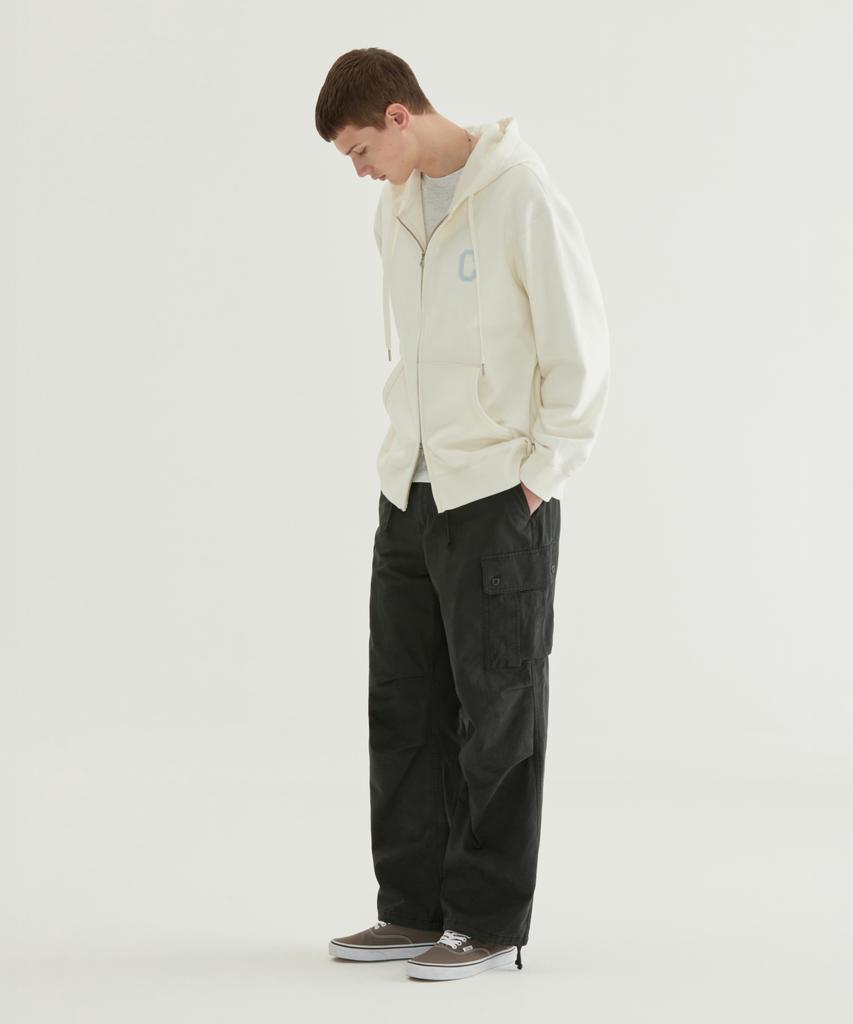 COVERNAT C Logo Zip-Up Hoodie Ivory