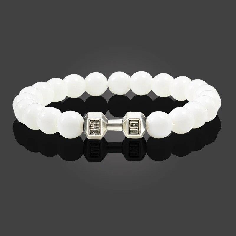 3 Stili Porcellana Bianca Pura Pietra Naturale Braccialetti Per Donne Ciondoli Perline Uomo Fatti a Mano Cordino Elastico Bracciali Braccialetto Manubrio