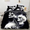Black Skull Bedding Set Cartoon Comforter Sets Double Queen King Twin Full Size Duvet Cover Set Kids Girls White Bed Linen