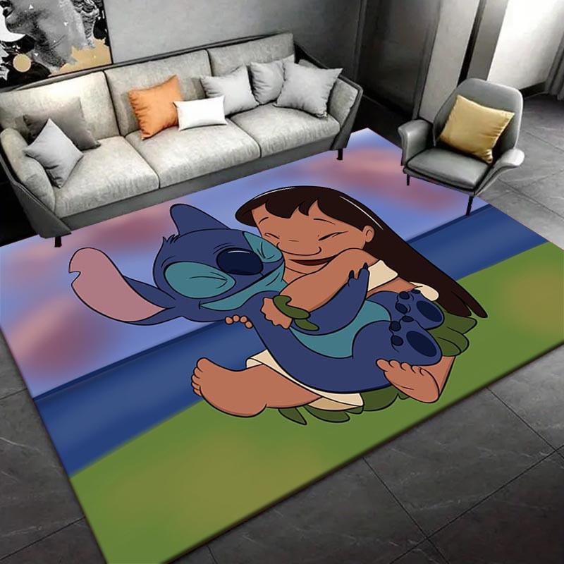 

1pc Stitch and Lilo Pattern Area Rug Soft Flannel Floor Mat for Living Room, Bedroom, Sofa Coffee Table Floor Mat, Machine Washable 60cm by 90cm