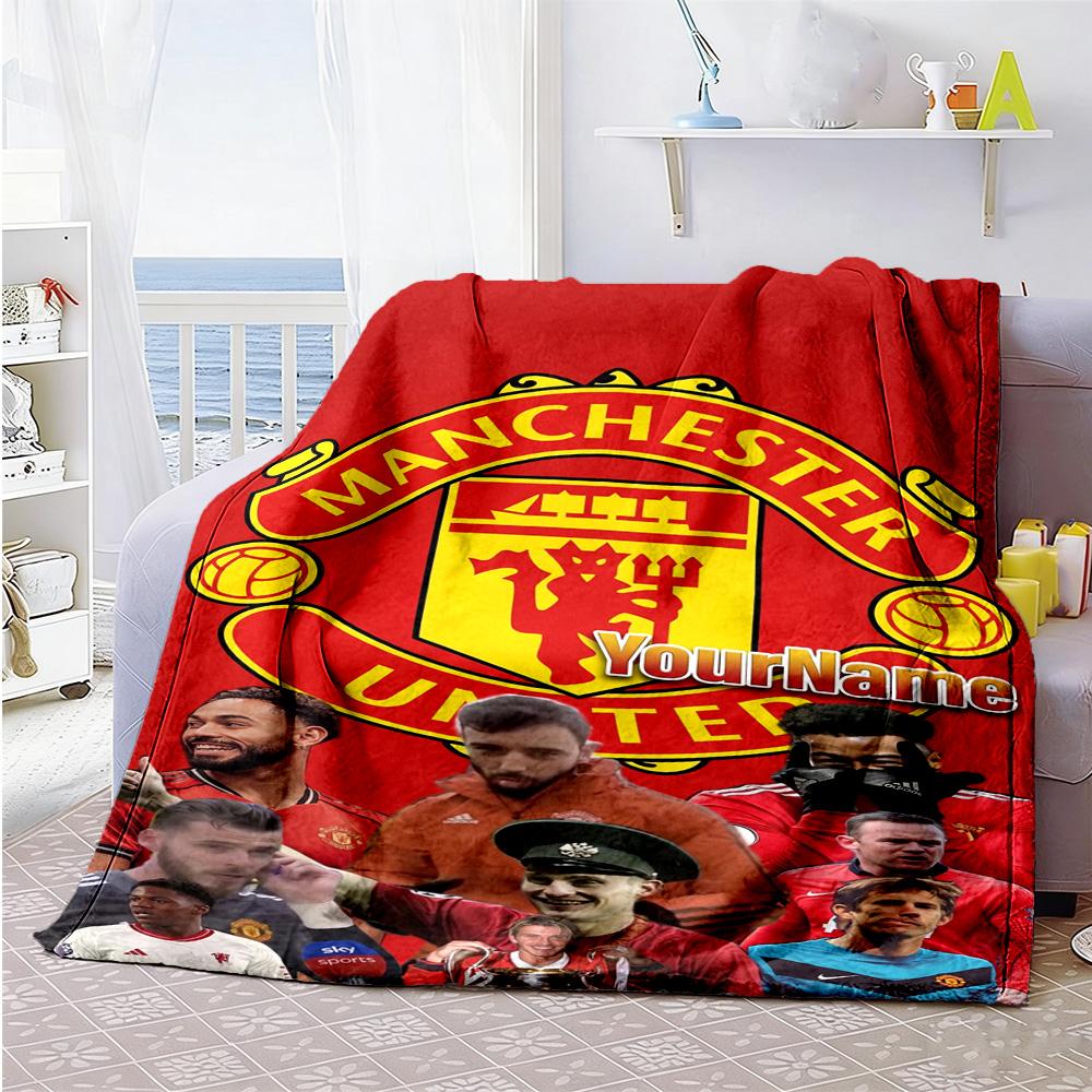 Manchester Customize Text Blanket Multi-purpose Personalized Blanket Ultra-Soft Suitable for Sofa Chair Home Decor Seaside for All Occasions