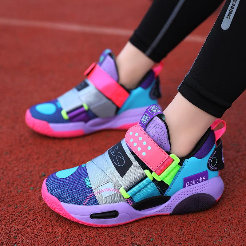 Children's Basketball Shoes Spring and Summer New Sports Shock Absorption Running Breathable Boys' Shoes Popular Middle and Older Children's Casual Sh