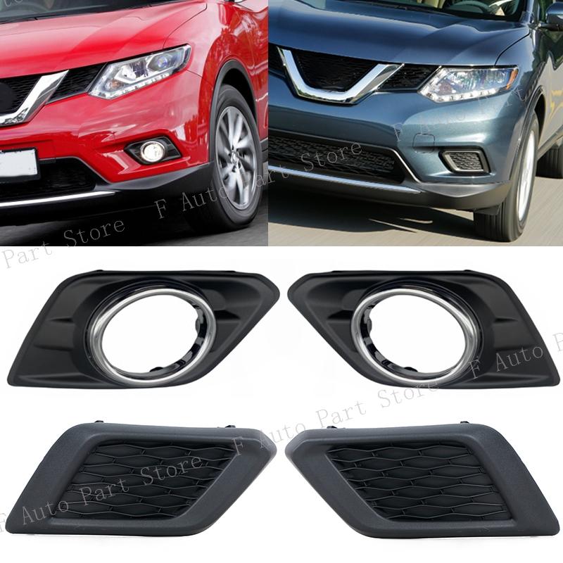 For Nissan X-Trail Xtrail Rogue 2014 2015 2016 Car Front Bumper Fog Light Lamp Trim Cover Frame Foglight Foglamp Cap Hood