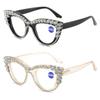 New Personality Fashion Cat Eye Colorful Big Diamond Reading Glasses Unisex Luxury Eye Protection Presbyopia Eyeglasse To +4.0