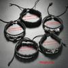 European and American Cross-border Artificial Leather Bracelet Jewelry, Punk Multi-layer Alloy Lion Skull Woven Black Bracelet