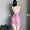Erotic Lingerie, Sexy ancient-style purple Cheongsam, Women's See-through, hip-hugging, lace-up uniform, Women's no-shirt-off Set 1023