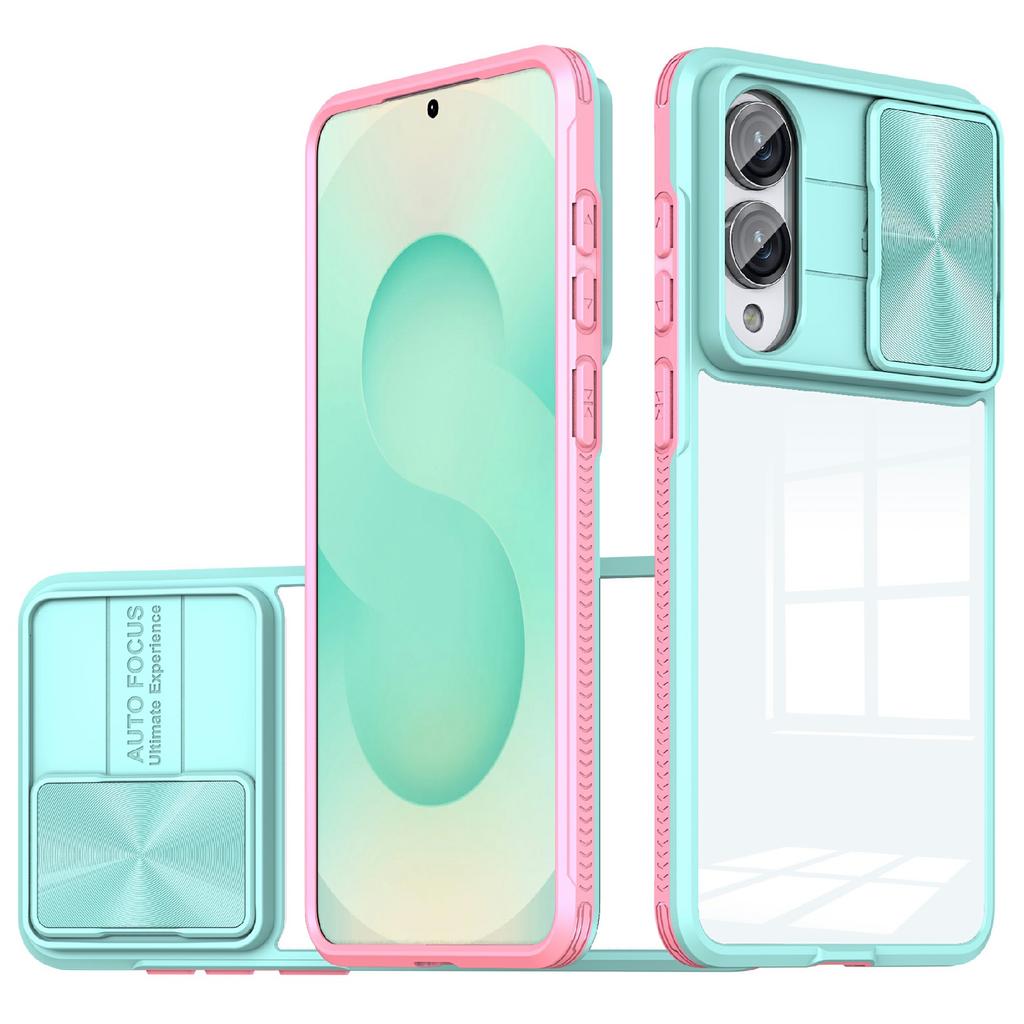 For Samsung Galaxy S25 Edge Case TPU + PC Clear Phone Cover with CD-Veins Camera Lens Sliding Lid