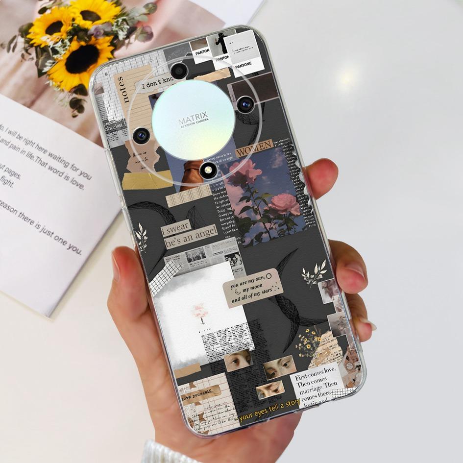 For Honor X9b 5G Case ALI-NX1 Popular Flower Soft Clear Silicon TPU Cover For Honor X9a RMO-NX1 HonorX9 ANY-NX1 Shockproof Funda
