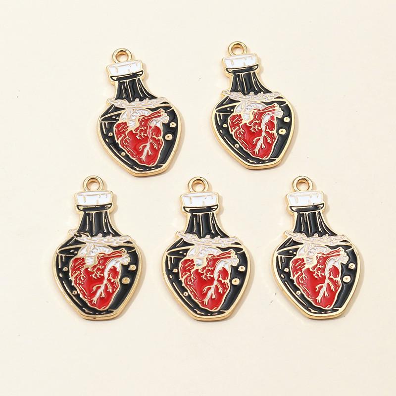10pcs Flower Skull Tombstone Charms Pendant Enamel Gothic Punk Style DIY Jewelry Making Accessories Necklace Bracelet Findings