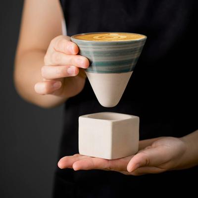 1pc Retro Japanese Triangular Cone Shape Pottery Tea Coffee Cup Pull Ceramic Mug Rough Latte Porcelain Cup For Home Office
